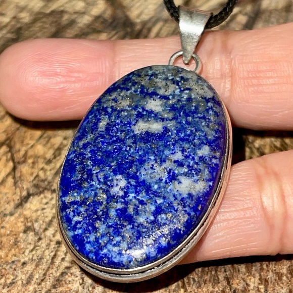 Pretty Dark Blue Lapis Lazuli Pendant 2” - Picture 4 of 13